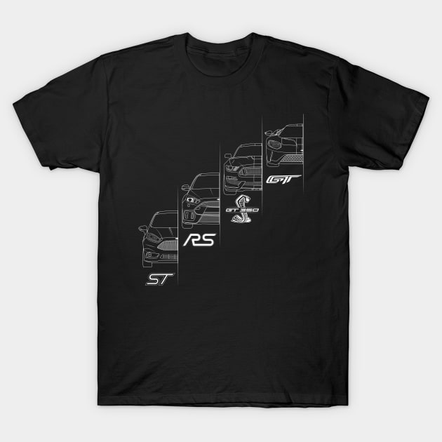 Ford Performance (White) T-Shirt by AutomotiveArt